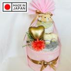 おむつケーキ オムツケーキ 出産祝い ベビーギフト ベビーシャワー 日本製 キイロ ラトル スタイ ベビー靴下 泉州南部織りフェイスタオル りす