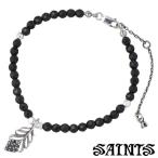 Yahoo! Yahoo!ショッピング(ヤフー ショッピング)セインツ SAINTS CZ フェザー シルバーブレスレット オニキスビーズ ブラック CZ