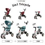 3in1 Tricycle 三輪車 手押し棒 かじきり 舵取り サンシェード 子供 子供用 乗用 乗り物 手押し かじとり シンプル ノンキャラ JTC