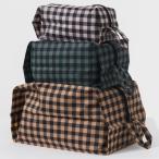 Yahoo! Yahoo!ショッピング(ヤフー ショッピング)トラベルポーチ BAGGU 3D ZIP 3点セット おしゃれ！ バグゥ 正規品 ポーチ3点セット ダークギンガムチェック