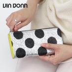 ヴィアドアン 財布 via doan 長財布 L字ファスナー 本革 ドット柄 大容量 シルバー メタリック ロコ 561