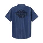 バー＆シールド デニム風 半袖シャツ  ハーレーダビッドソン純正 HARLEY DAVIDSON