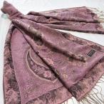 ショール ストール マフラー 大判 パシュミナ 小花とペイズリーのモチーフ ピンク