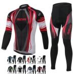 サイクルジャージ サイクルウェア メンズ 秋冬 長袖 上下セット サイクルパンツ ゲルパット 冬 裏起毛 おしゃれ 自転車【即納】