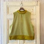 ショッピングprit ベスト prit プリット プリット エアブラシニット×トライスピンループツイード切替 ニットライクプルオーバーベスト イエロー P90617