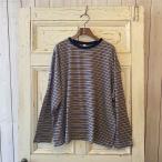 ショッピングprit プルオーバー prit プリット リサイクルムラ糸マルチボーダー クルーネックビッグプルオーバー ブルー P90626