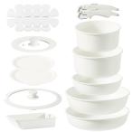 ショッピングIH対応 CAROTE カローテ フライパン セット 16点 IH対応 ガス火対応 PFOAなどの有害物質不使用 5層構造 軽量 取っ手のとれる マーブルコー