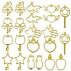  resin рамка-оправа пустой рамка-оправа рама 11 вид 22 шт много комплект can имеется Gold ключ Heart кошка золотая рыбка звезда месяц духи настройка аксессуары детали 