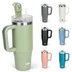 TYESO высокий стакан 0.9L фляжка термос нержавеющая сталь бутылка вода бутылка соломинка ручка имеется кувшин уличный вакуум изоляция 2 -слойный структура широкий .