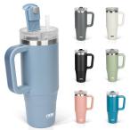 TYESO высокий стакан 0.9L фляжка термос нержавеющая сталь бутылка вода бутылка соломинка ручка имеется кувшин уличный вакуум изоляция 2 -слойный структура широкий .