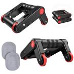 ショッピング腹筋ローラー GMOLIS 2in1折りたたみ式腹筋ローラー プッシュアップバー兼用 多機能トレーニング器具 全身筋トレ対応 左右独立式でバランス強化 高耐久設計