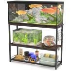 ショッピング水槽 DEWEL 水槽台 幅90cm 棚 スタンド 90センチ水槽台 中棚板高さ調整 ラック ウッドデコスタンド 90cm 台 三段式 フック付き 総耐荷重