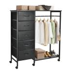 ハンガーラック 引き出し付き ワードローブ シングル チェスト キャスター付き ハンガー ラック 幅102×奥行40×高さ112cm 組立品 2年安心