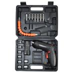 ショッピング電動ドライバー 【送料無料】電動ドライバー 充電式 小型 コードレス 超軽量 電動 コンパクト ドライバー 正逆転切り替え LEDライト付 47点 工具付き