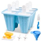 アイスキャンディー型 6つのキャビティ BPAフリー シリコンアイスキャンディー型 再利用可能なアイスキャンディー型 子供用 アイスポップ型 シリコン