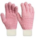 [夢の物] マイクロファイバー掃除手袋 多用途 ブラインド掃除用 ホコリ取り 窓サッシ エアコン 掃除道具 部屋掃除 フリーサイズ (ピンク)