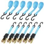 やぬき 6本セット ラッシングベルト 6m 幅2.5cmラチェット式 ラッシングベルトタイダウンベルト 破断荷重800kg 荷締めベルト 締付固定 多