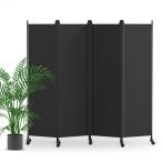 KELIXU パーテーション 間仕切り 4連 自立式 カバーストリップ付き 衝立 キャスター付き 高さ1.78m×幅2.24m 布タイプ 折りたたみ