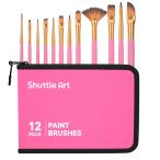 Shuttle Art кисть комплект 12 шт. комплект много sama . вид размер краска щетка шерсть кисть комплект розовый место хранения с футляром акриловая краска акварель живопись маслом ga