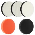 IROKCAKPT 車磨き用 バフ 125mm ポリッシャー バフ,荒中細極細目 5個セット 電動ポリッシャー スポンジシング マジックテープ式 研磨