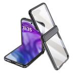 motorola razr 50s/60用ケース クリア ヒンジ保護 シンプル 透明 ハード 薄 耐衝撃 落下防止 カバー(ブラック)