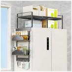 Bounvi 冷蔵庫上ラック 冷蔵庫上収納 トースターラック レンジラック ドラム式洗濯机ラック 棚板幅さ調節可 （幅53-95cm） 大型冷蔵庫対応