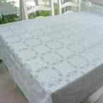 テーブルクロス ビニール ローズタイル フラワータイル 長方形 135cm×180cm 薔薇 ホワイト 花柄
