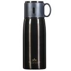 ショッピングバリスタ 水筒 コップ付ボトル 500ml ブラック カフェマグバリスタ HC-527 ワンタッチ ボトル コーヒー コップ飲み 真空構造 おしゃれ 黒 パール金属