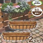壁掛け ツイスト ハンギングバスケット 60cm 2個セット ヤシマット付き ブラック ココヤシ 英国ブランド Smart Garden ウォールハンギング