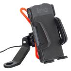 バイク スマホホルダー スマホ 充電 ホルダー スマホスタンド 防水 USB 電源 スマートフォン ON/OFFスイッチ付属 ミラーバータイプ