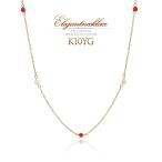 ネックレスサンゴ淡水真珠レディースステーションロング10金珊瑚パール記念日...