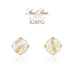 ルチルクォーツピアス18金ピンクゴールドK18シンプルレディース一粒両耳用...
