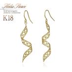 18金ピアス レディース ゴールド ピアス プレゼント K18 スパイラル 螺旋 透かし フックピアス 18K 揺れる 女性 彼女 誕生日 記念日 バースデープレゼント