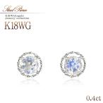 ピアスレディース18金ブルームーンストーン可愛いK18ホワイトゴールド小さ...