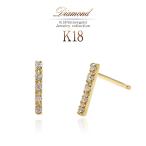 Yahoo! Yahoo!ショッピング(ヤフー ショッピング)ピアス 18金 ダイヤモンド シンプル レディース 18K イエローゴールド バーモチーフ 小ぶり プレゼント 記念日 K18 棒 ストレート 小さい バースデープレゼント