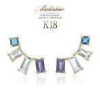 ピアス18金レディースアクアマリンブルートパーズアイオライト18Kイエロー...