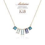 K18ネックレス18Kイエローゴールド18金ロンドンブルートパーズアクアマ...