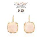 18金ピアスフックピンクオパールクォーツダブレット18KイエローゴールドK...