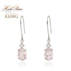 モルガナイトピアスブルームーンストーン揺れるシンプル可愛い10金ホワイトゴ...