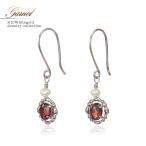 Yahoo! Yahoo!ショッピング(ヤフー ショッピング)ガーネット ピアス 揺れる パール 真珠 レディース 可愛い 小ぶり フックピアス プレゼント 女性 10金 ホワイトゴールド K10 クリスマスプレゼント