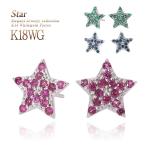 18金 ピアス スター ルビー エメラルド サファイア 18K ホワイトゴールド 星 プレゼント 誕生日 記念日 贈り物 彼女 娘 レディース バースデープレゼント
