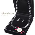 パール ネックレス イヤリング セット シェルパール マグネット 金具 簡単着脱 ネジバネ アクセサリー 冠婚葬祭 プレゼント ブラック 成人式 お祝い 成人