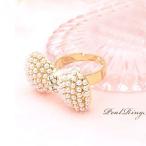 Yahoo! Yahoo!ショッピング(ヤフー ショッピング)指輪 レディース リボン 可愛い プチプラ  アクセサリー リング プレゼント りぼん 大ぶり クリスタル パール フリーサイズ 女性 バースデープレゼント おしゃれ