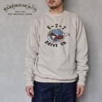 メンズ　WAREHOUSE　ウエアハウス　Lot 401 DRIVE ON プリント SET IN FLAT SEEM　クルースウェット　裏起毛　401 DRIVE ON
