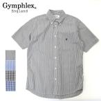ショッピングジムフレックス メンズ　Gymphlex　ジムフレックス　半袖シャツ　ボタンダウンシャツ　GINGHAM STRIPE 　GY-B0244MGS GY-B0244MGG