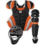 送料無料 ウィルソン WILSON  硬式野球用 キャッチャーセット ブラック×オレンジ　C1K Catcher's Gear Kit - Adult マスク・プロテクター・レガース 収納バッグ