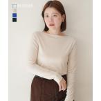 ボートネックカットソー｜トップス  カットソー Tシャツ 長袖 きれいめ  インナー ボートネック 無地 レディース 細見え タイト オフィス  【宅配便】