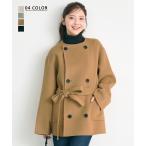 ショッピング2way 【HARUKA DESIGN】ノーカラー2WAYリバーミドルコート｜アウター ウールコート リバーコート コート【宅配便】 (予約12月16日~20日or1月11日~15日以内順次発送)