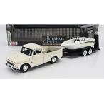 CHEVROLET C10 + лодка 1966 крем Motor Max 1/24