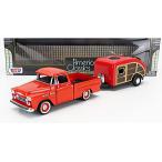 CHEVROLET APACHE + кемпинг прицеп 1958 D. orange Motor Max 1/24